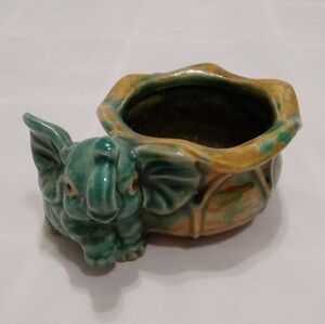 Vintage Ceramic Elephant With Cabbage Mini Planter